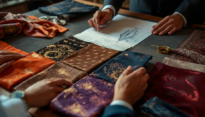 Choosing Eid outfit fabric with a tailor in Dubai -Stylish Handy Tailors consultation process