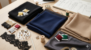 Abaya fabric selection consultation at Stylish Handy Tailor Dubai - crepe, silk, and georgette swatches