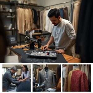 Custom Eid dress tailoring process Dubai - measurement consultation stitching