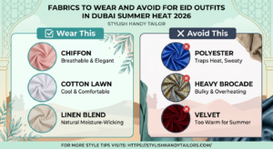 Fabrics to wear and avoid for Eid outfits in Dubai summer heat