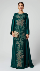 Structured kaftan with 3D floral embellishment for Eid Fashion Trends Dubai