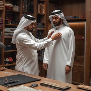 Kandura tailor Abu Dhabi traditional Emirati wear custom stitching