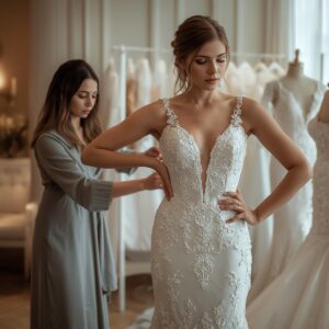 Bridal dress alteration tailor Abu Dhabi wedding gown fitting
