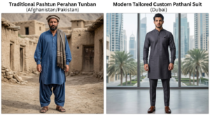 Traditional Pathani suit origin vs modern custom Pathani suit in Dubai